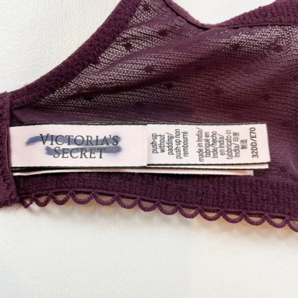NWOT Victoria's Secret Bra 32DD Dream Angels Push-Up Purple Lace B1379